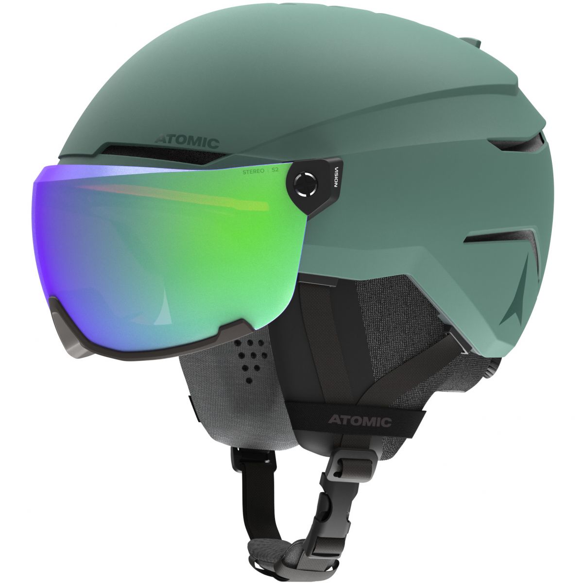 Atomic Savor Visor Stereo, Skihelm mit Visier, grün — 2