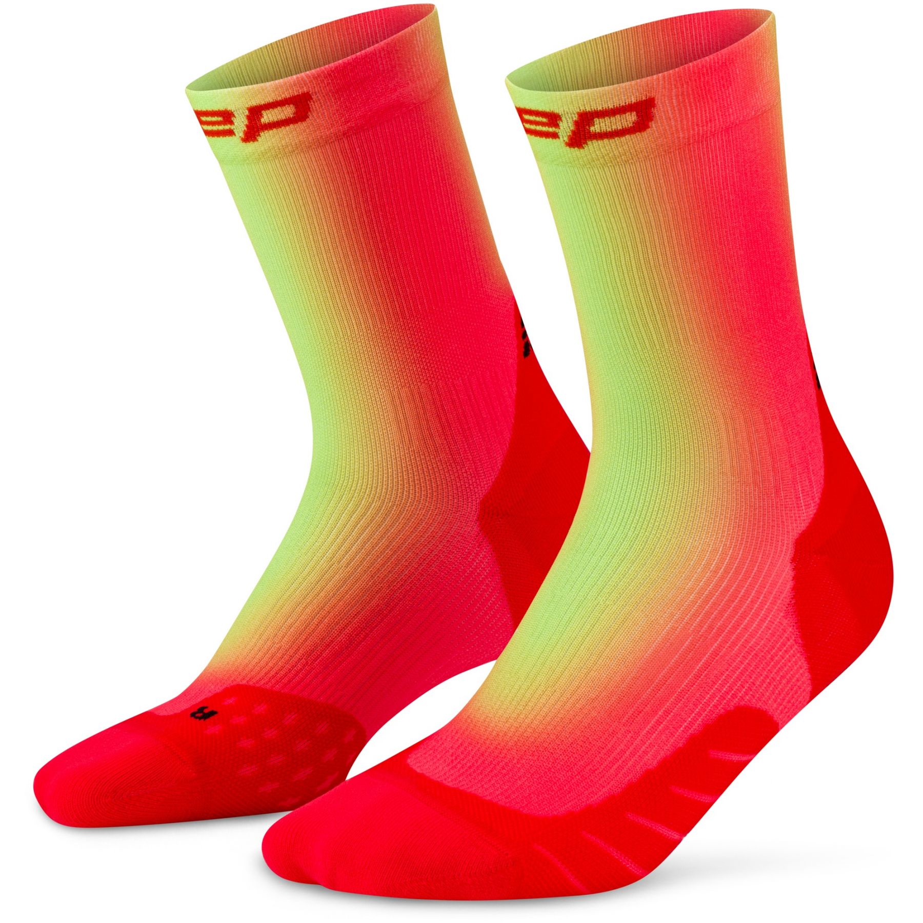 CEP Core Run EDT. GRADIENT Socks Mid Cut 5.0, Laufstrümpfe, Damen, rot/lime