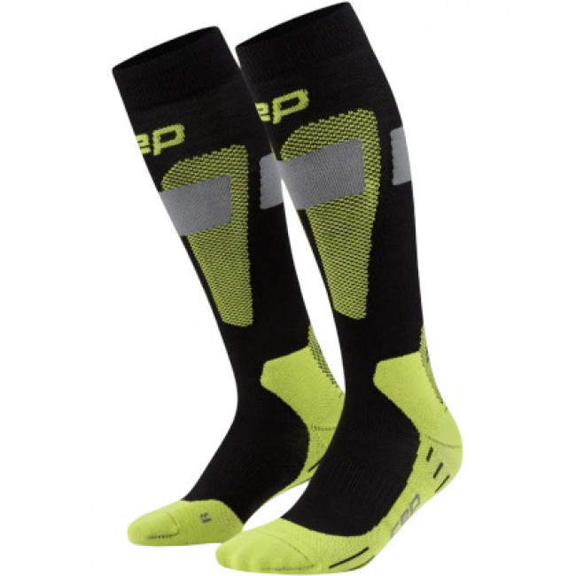 CEP Ski Merino Socks Tall 3.0, Skisocken, Damen, schwarz/gelb