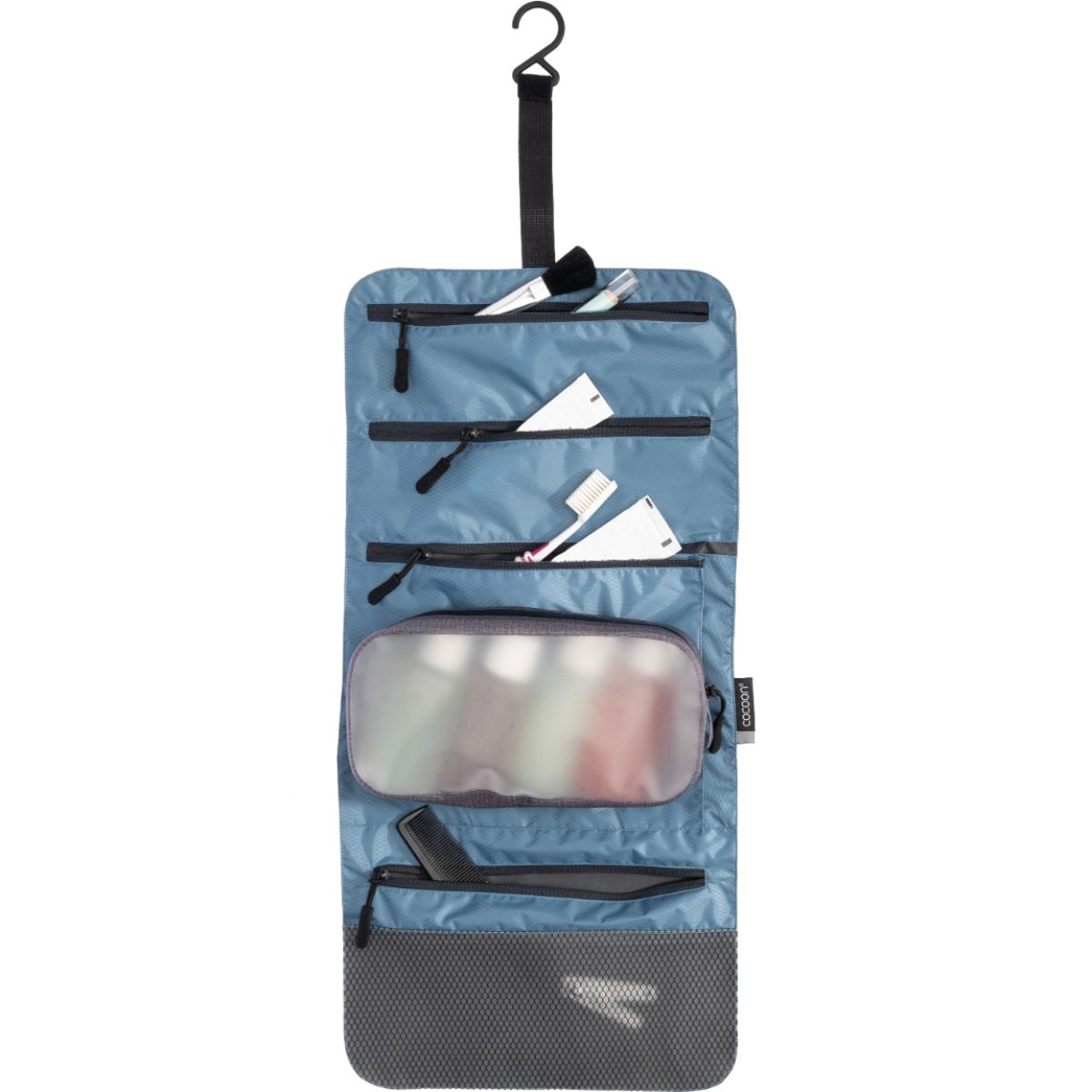 Cocoon Hanging Toiletry Kit Minimalist Light, Kulturtasche, Phantom Schwarz/Aschblau — 2