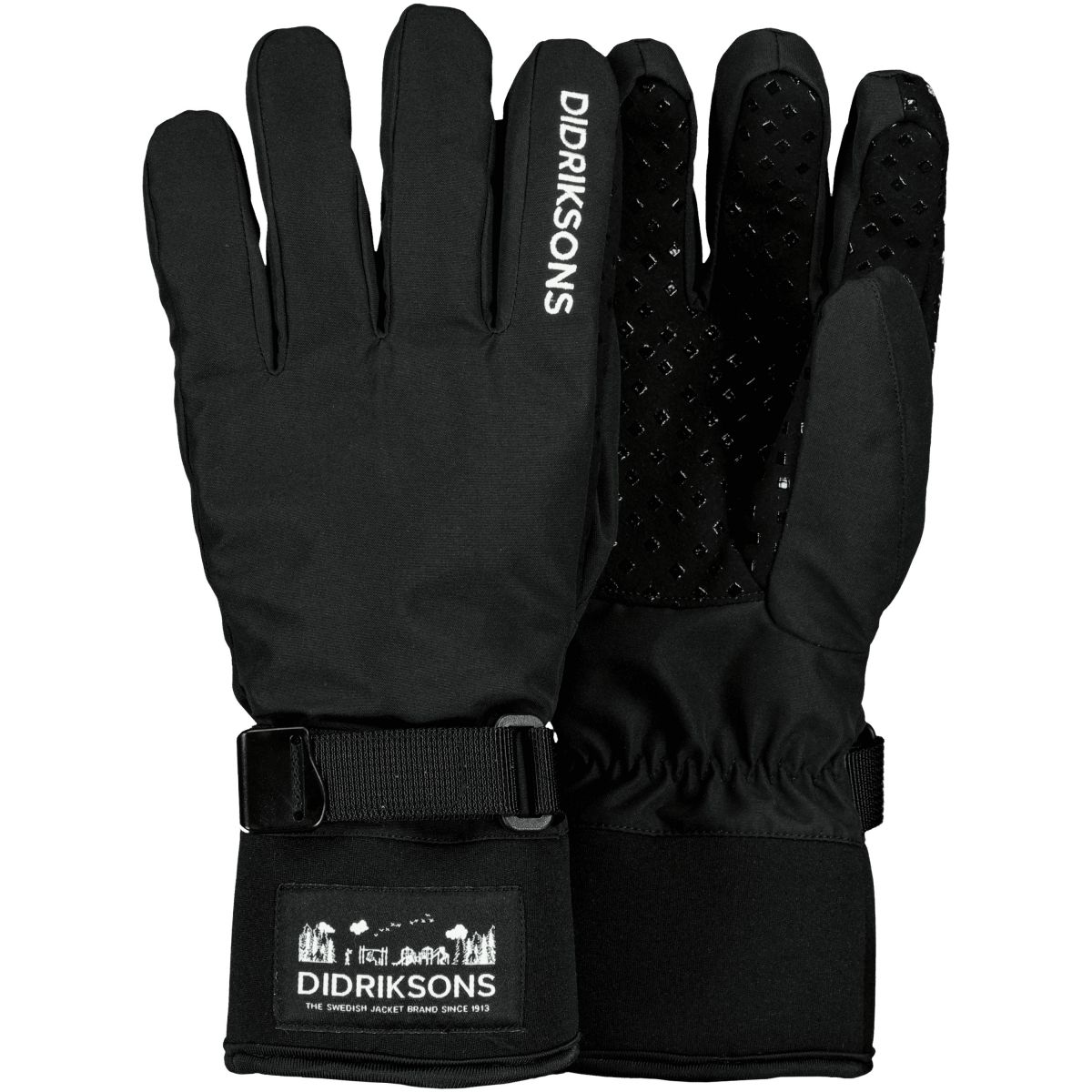 Didriksons Lovas 3, Skihandschuhe, Junior, schwarz — 2