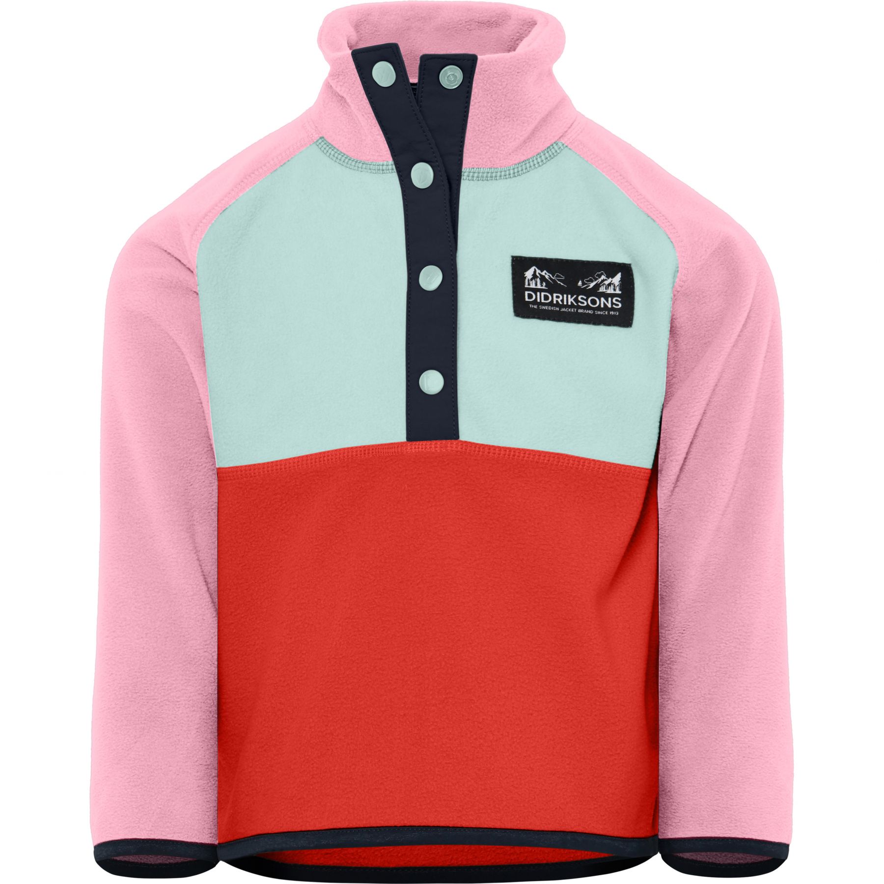 Didriksons Monte, Fleecepullover, Junior, rosa/hellblau/orange