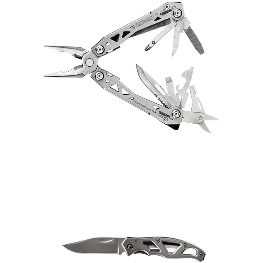Gerber Suspension NXT & Mini Paraframe w-Gift T, Multitool und Messer, Silber