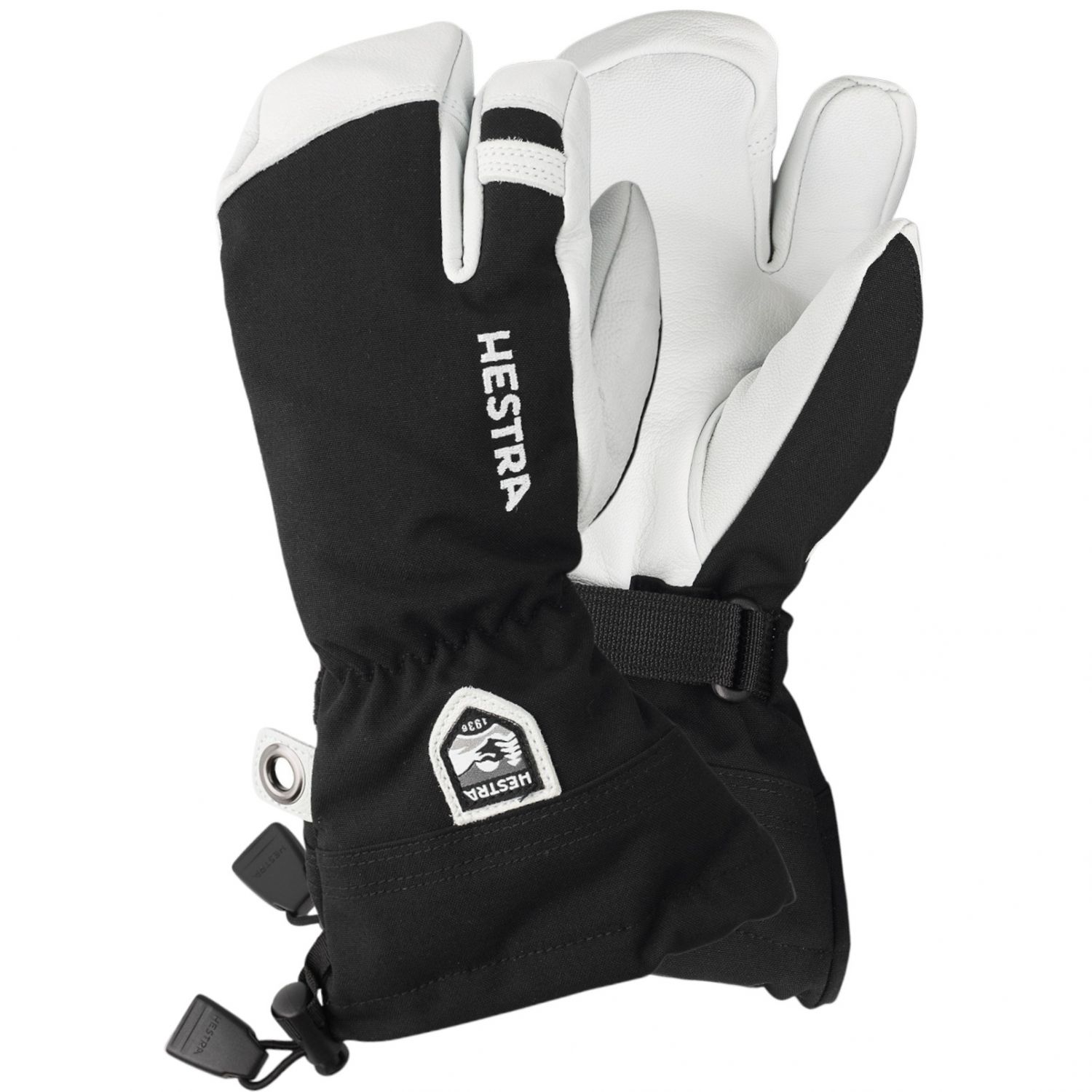Hestra Army Leather Heli 3-Finger-Skihandschuhe, Junior, schwarz