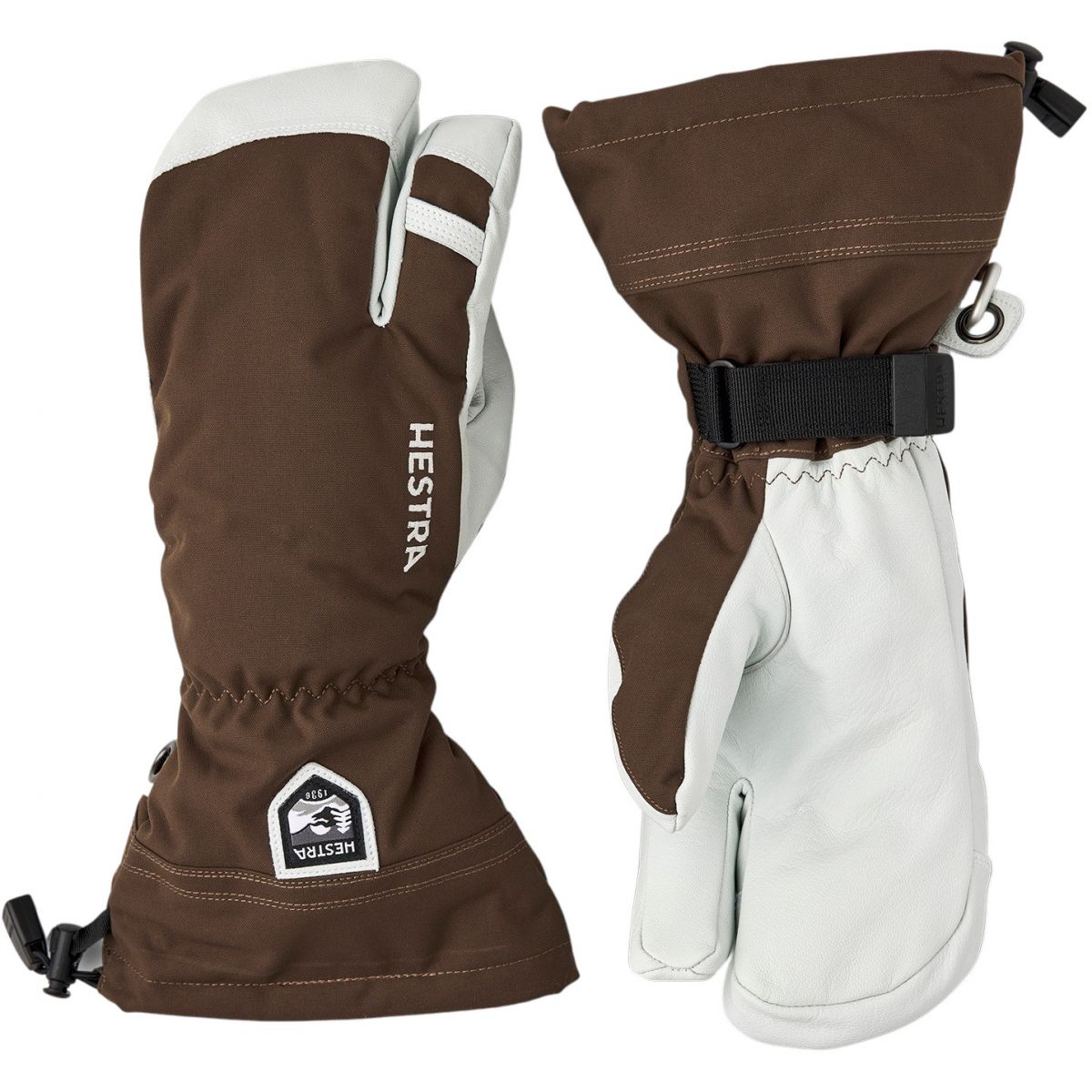 Hestra Army Leather Heli Ski, 3-Finger-Skihandschuhe, braun