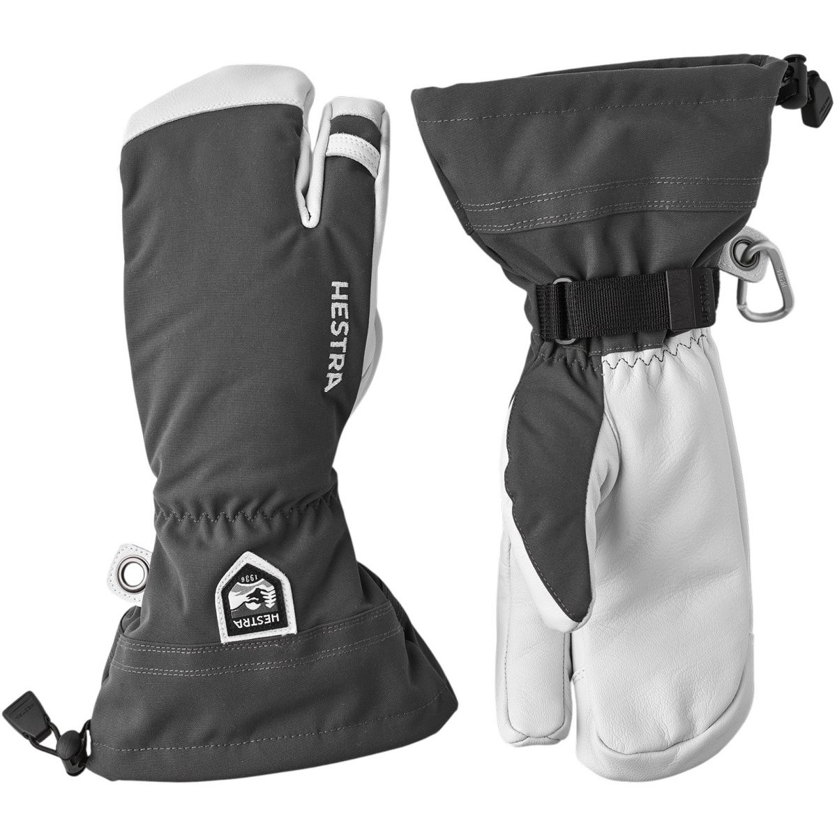Hestra Army Leather Heli Ski, 3-Finger-Skihandschuhe, grau — 2