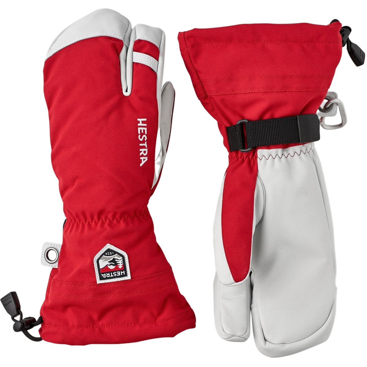 Hestra Army Leather Heli Ski, 3-Finger-Skihandschuhe, rot — 2
