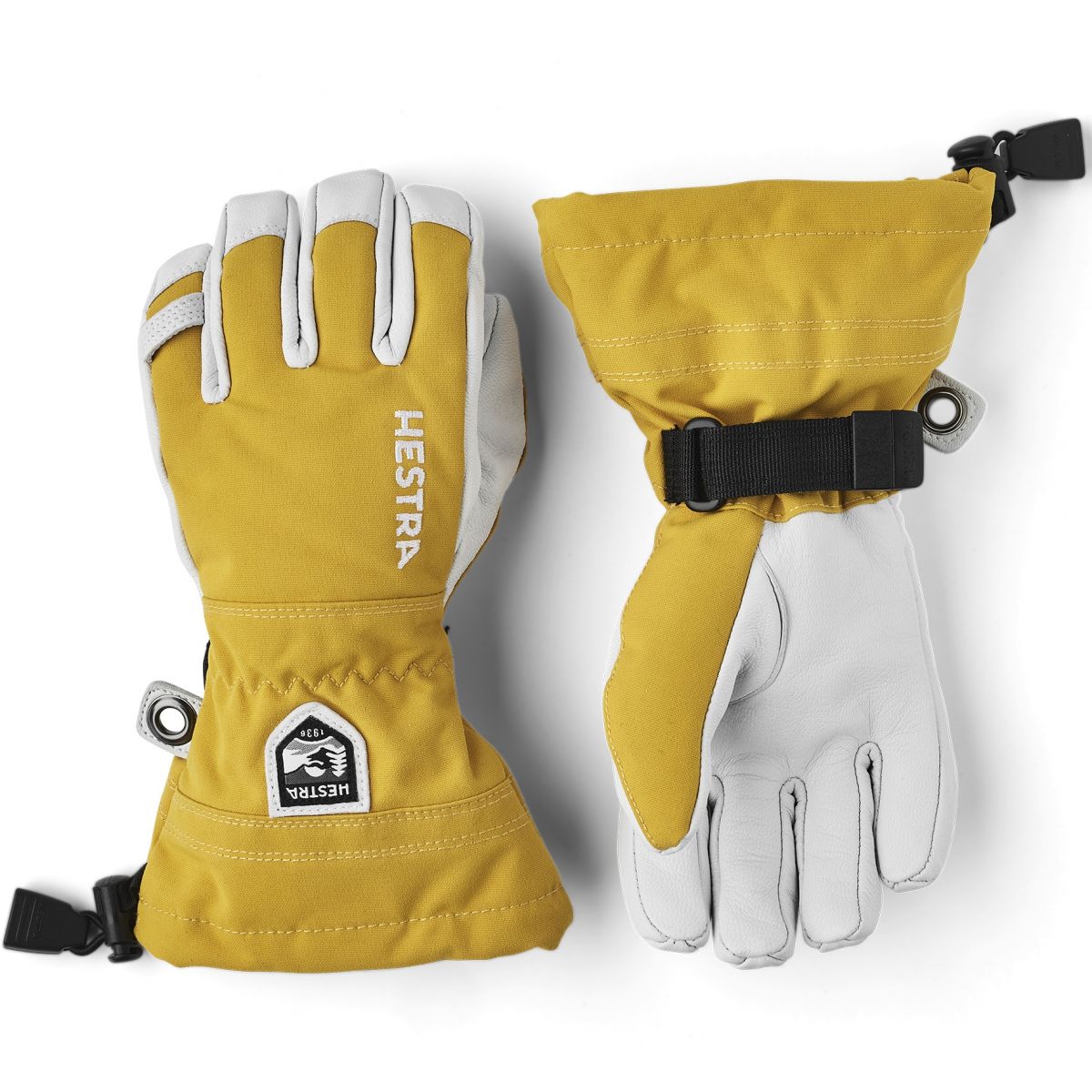 Hestra Army Leather Heli Ski Jr, Skihandschuhe, Junior, gelb — 2