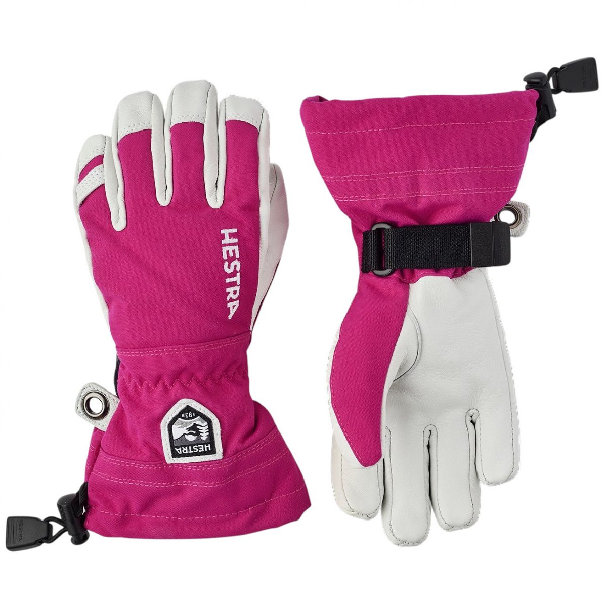 Hestra Army Leather Heli Ski, Skihandschuhe, Junior, pink