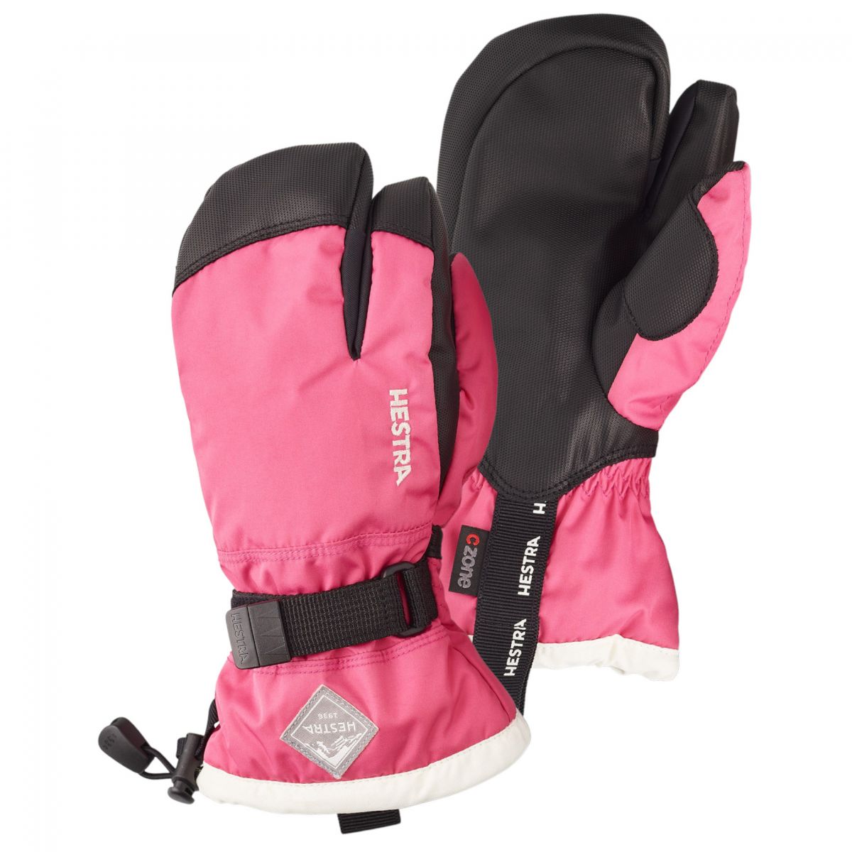 Hestra Gauntlet 3-Finger-Skihandschuhe, Junior, pink — 2