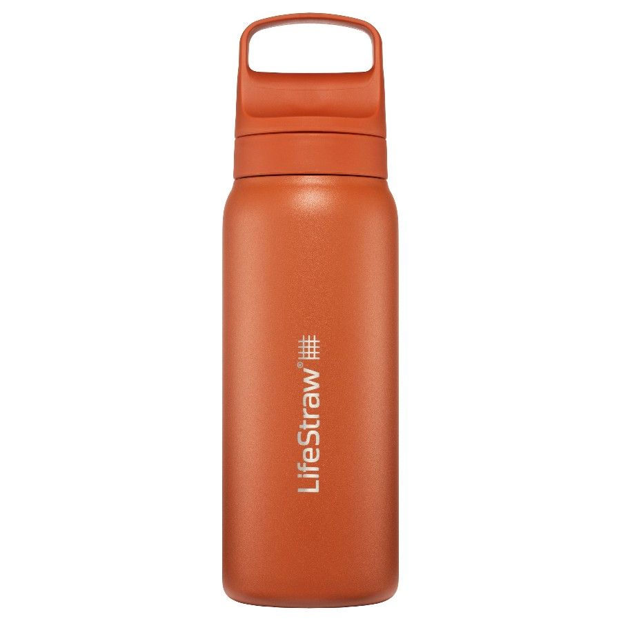 Lifestraw Go 2.0 Edelstahl-Wasserfilterflasche, Kyoto Orange, 700 ML, orange
