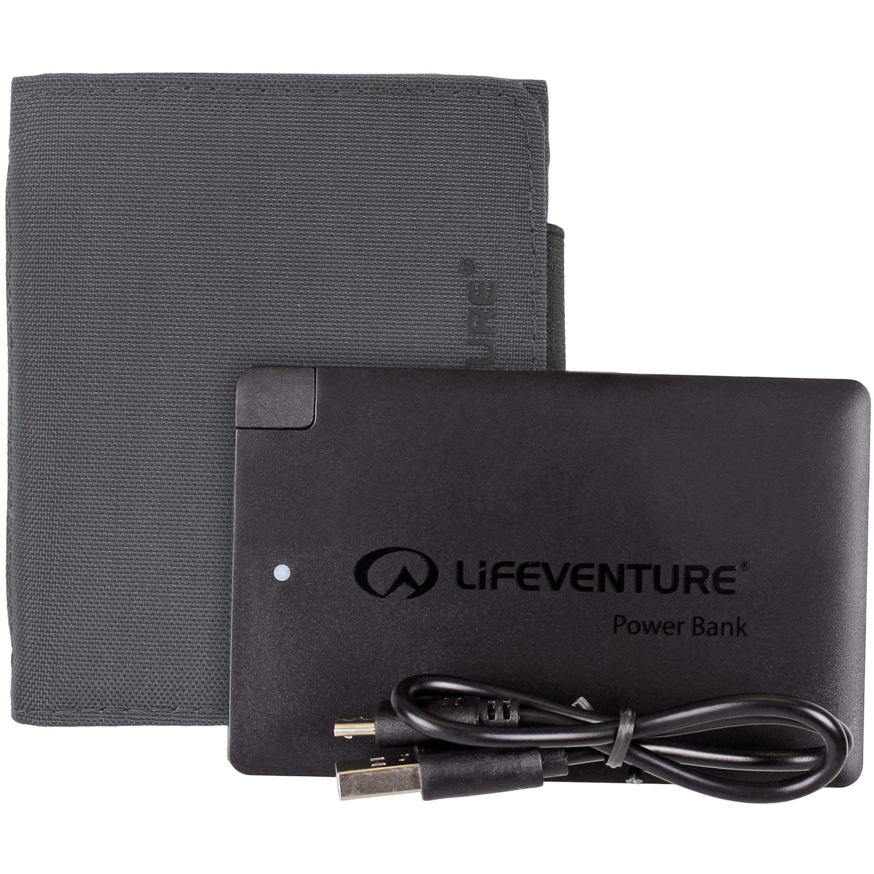 Lifeventure RFiD Charger Wallet mit Powerbank, Unisex, Schwarz