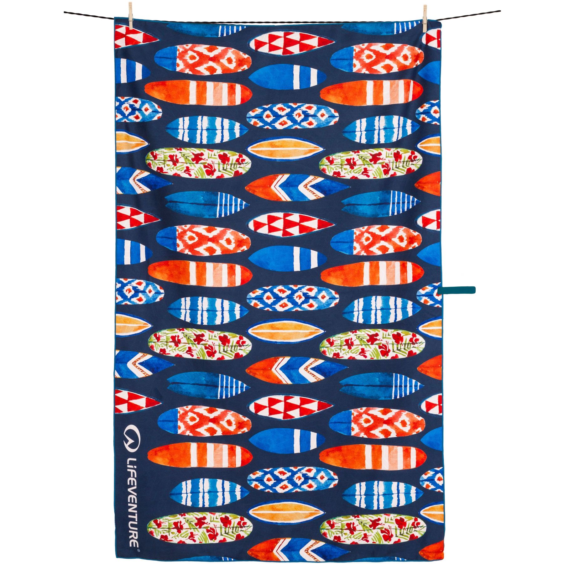 Lifeventure Trek Towel aus recyceltem SoftFibre, Surfbrett