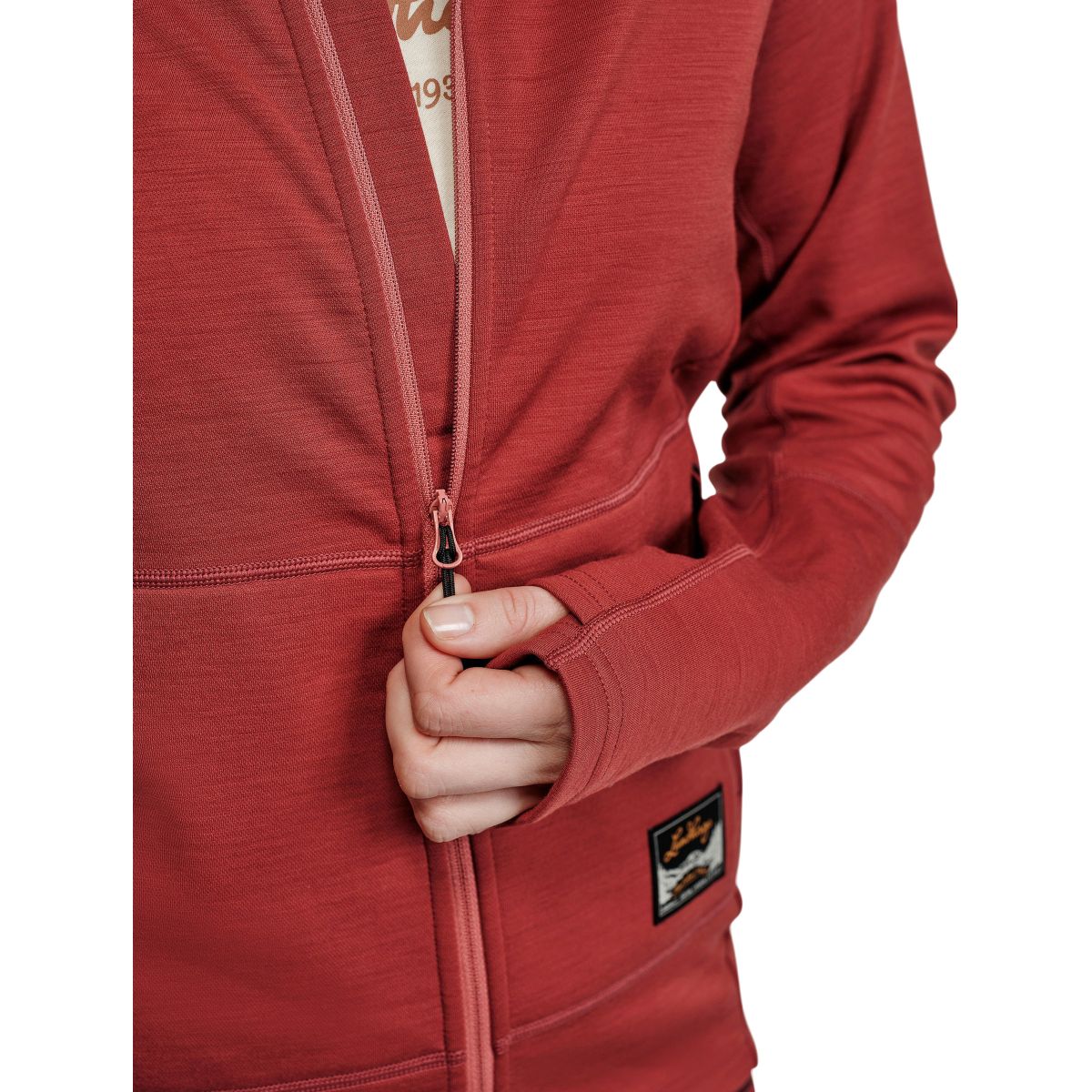 Lundhags Tived Merino Full Zip W, Mittelschicht, schwarz, rot — 2