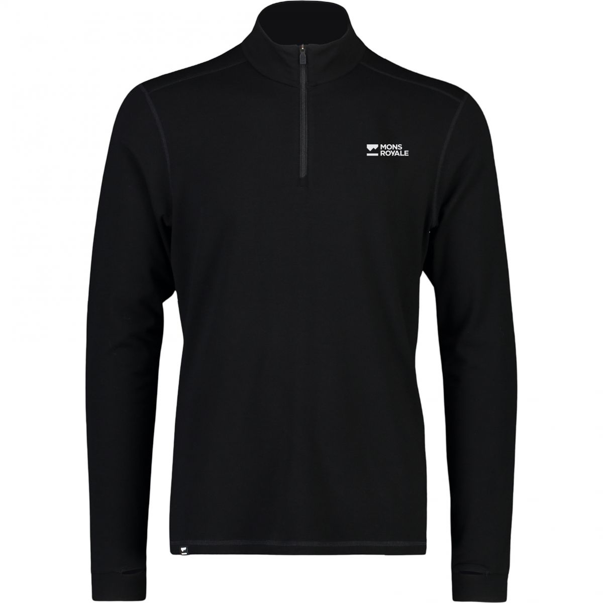 Mons Royale Cascade Merino Base Layer 1/4 Zip, Skiunterhemd, Herren, schwarz — 2