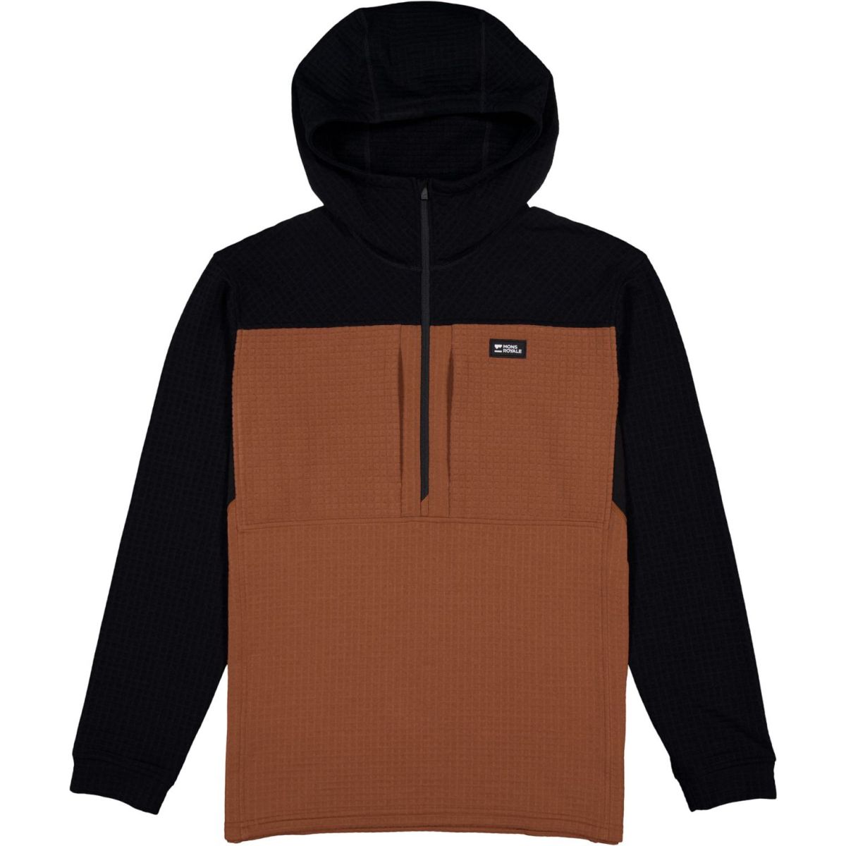 Mons Royale Offgrid Merino Fleece 1/2 Zip Long Sleeve, Fleecejacke, Herren, braun/schwarz — 2