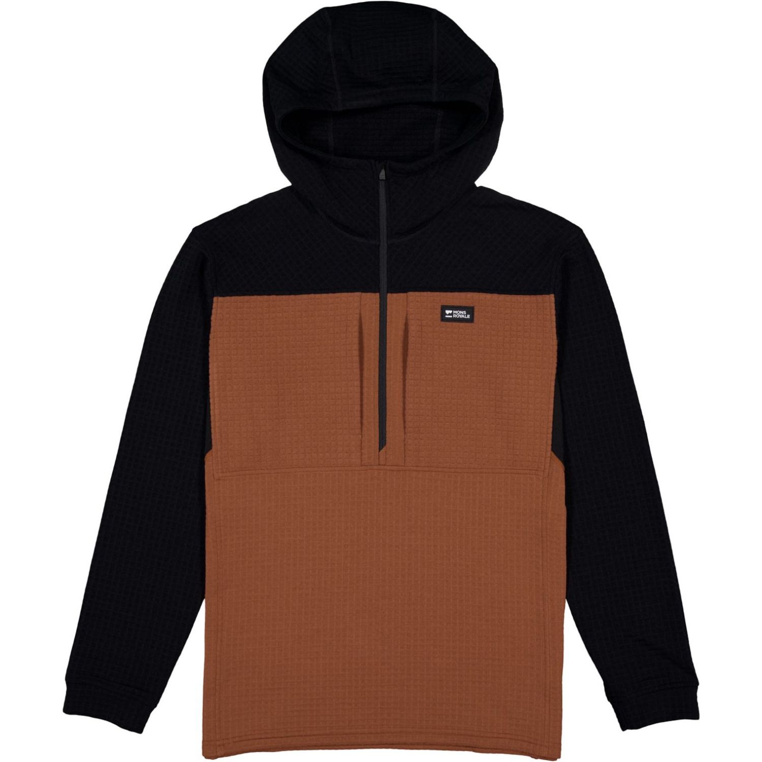 Mons Royale Offgrid Merino Fleece 1/2 Zip Long Sleeve, Fleecejacke, Herren, braun/schwarz