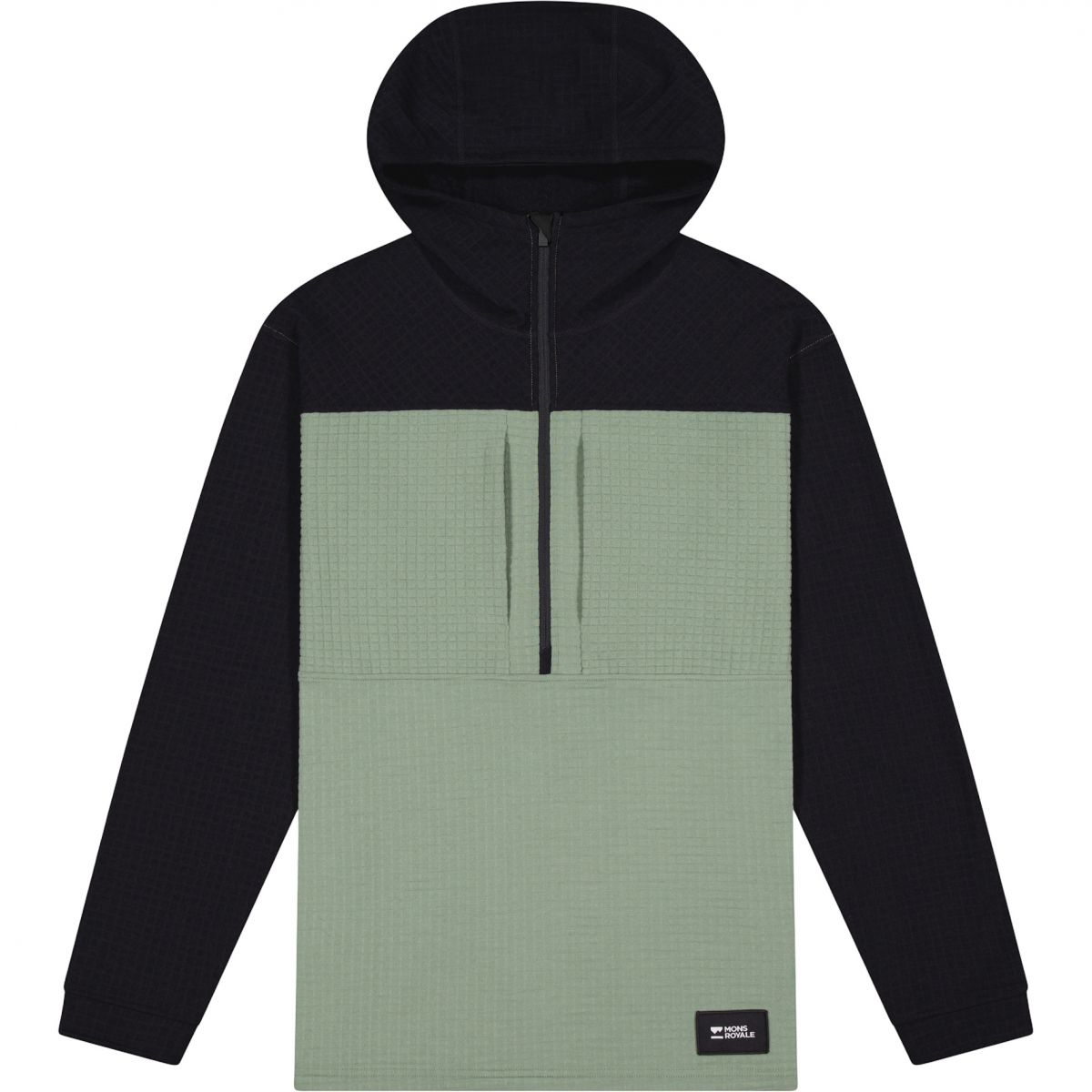 Mons Royale Offgrid Merino Fleece 1/2 Zip, Pullover, Herren, grün/schwarz — 2