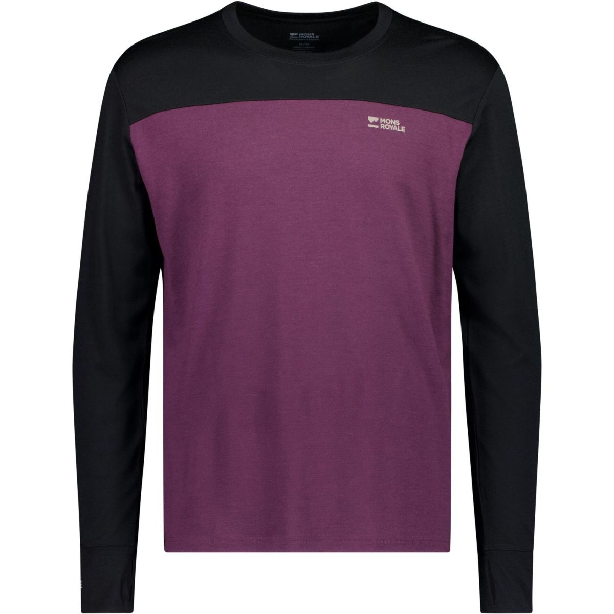 Mons Royale Yotei Merino Long Sleeve, Skiunterhemd, Herren, lila/schwarz — 2