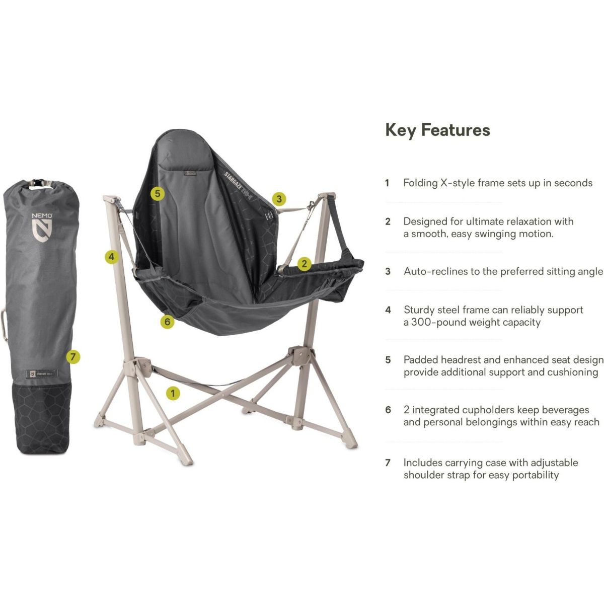 Nemo Stargaze Evo-X, Campingstuhl, schwarz — 2