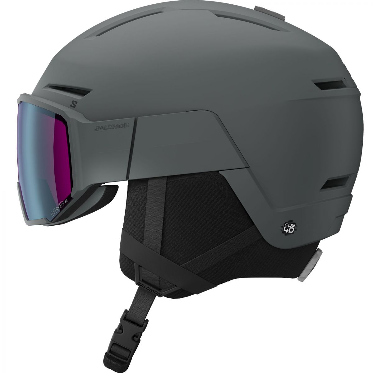 Salomon Osmo Simga, Skihelm mit Visier, grau — 2