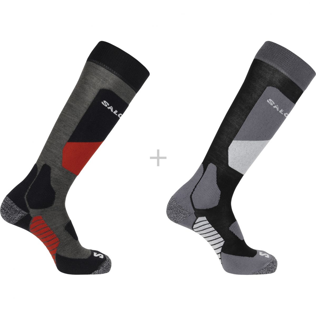 Salomon S/Access, Skisocken, 2er-Pack, schwarz/dunkelgrau — 2