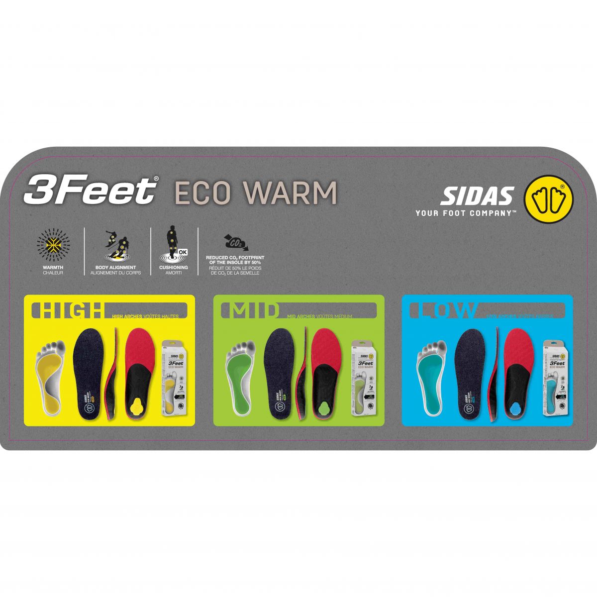 Sidas 3feet Eco Warm Low, Einlegesohle, schwarz/rot — 2