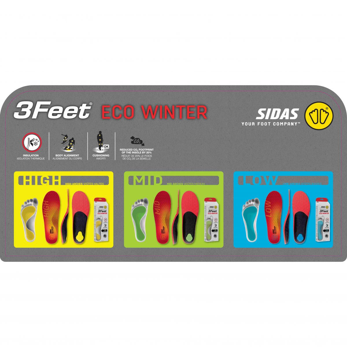 Sidas 3feet Eco Winter High, Einlegesohle, rot — 2