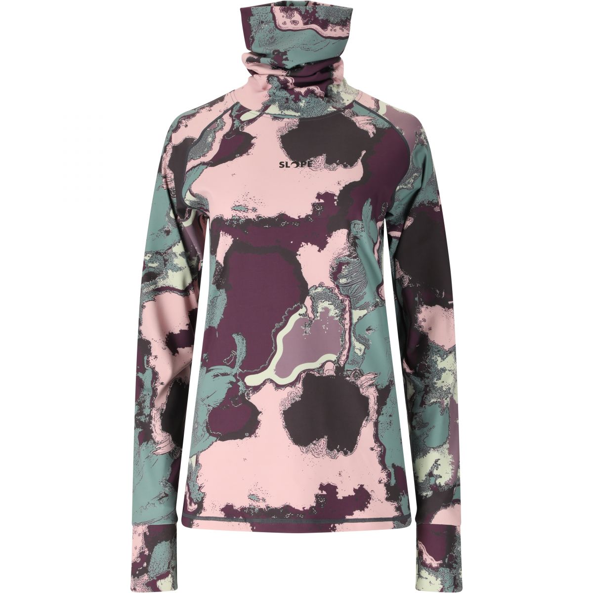 SLOPE Nyland AOP High Neck Midlayer, Damen, North Atlantic — 2