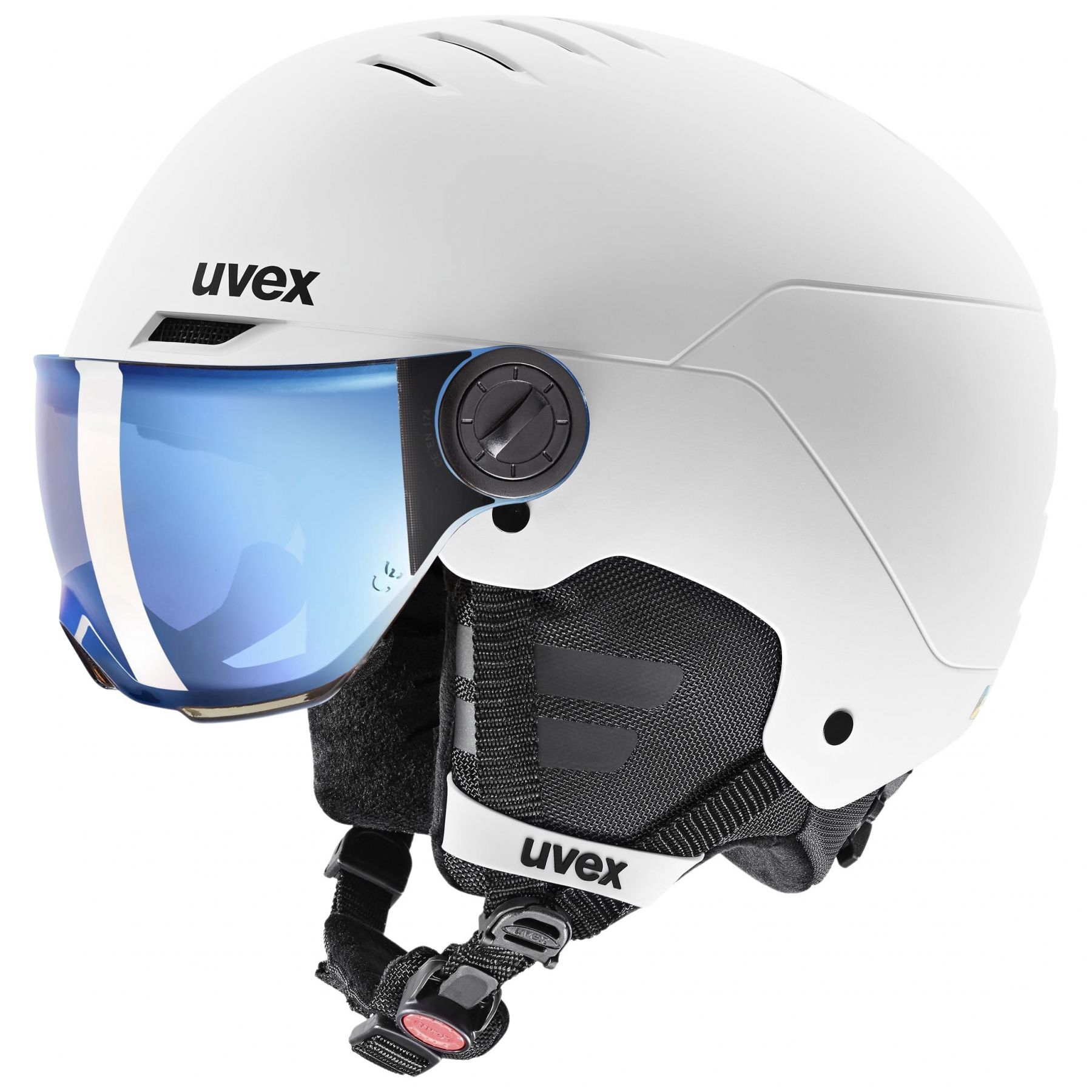 Uvex Rocket JR Visor, Skihelm mit Visier, Junior, weiß