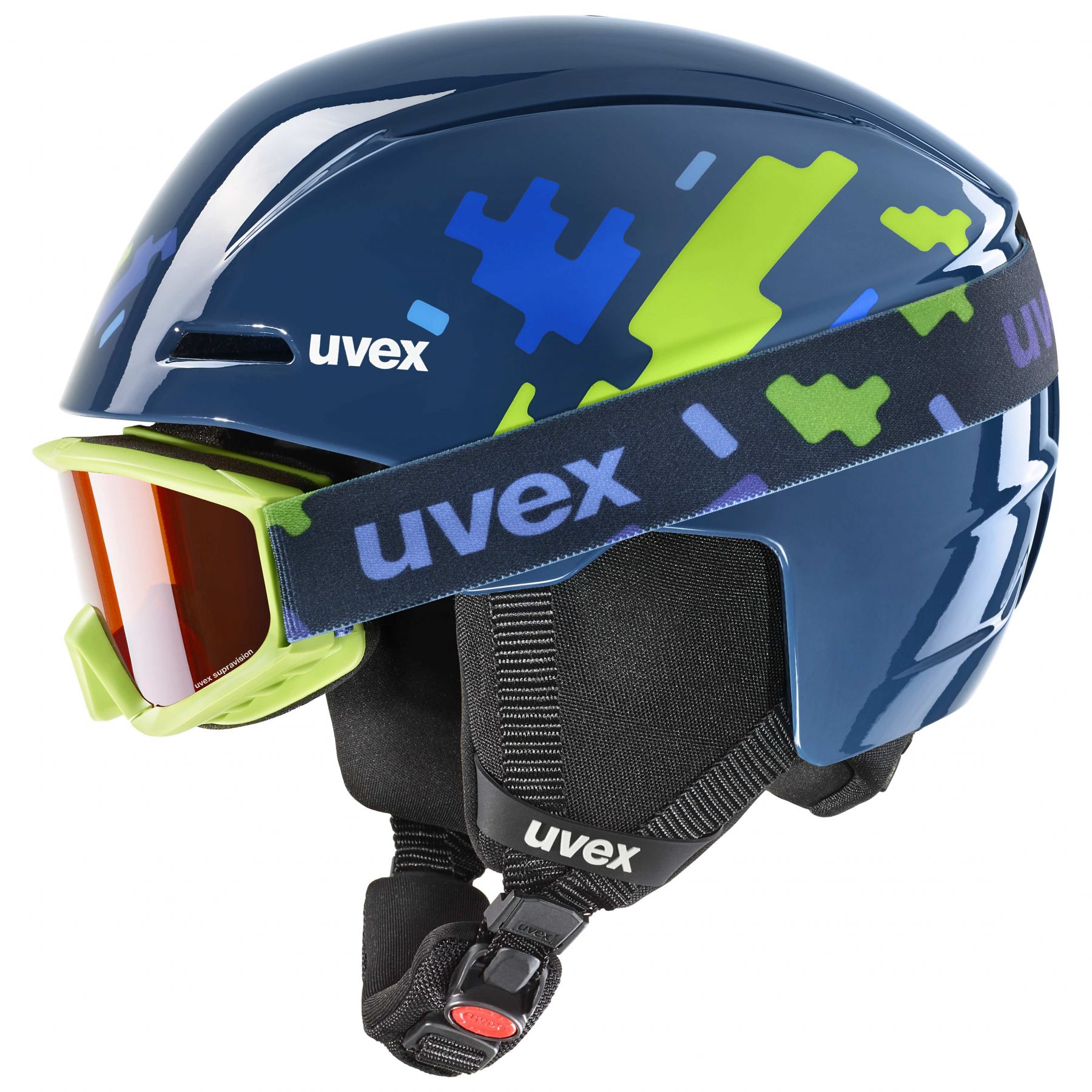 Uvex Viti Set, Skihelm   Skibrille, Junior, dunkelblau